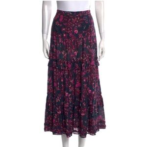 Ulla Johnson Midi Tiered Floral Skirt Size 8